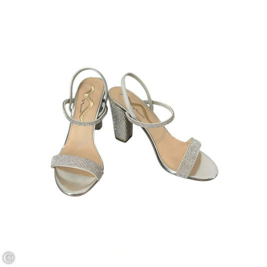 Sandals Heels Block By Nina In Silver, Size: 8.5