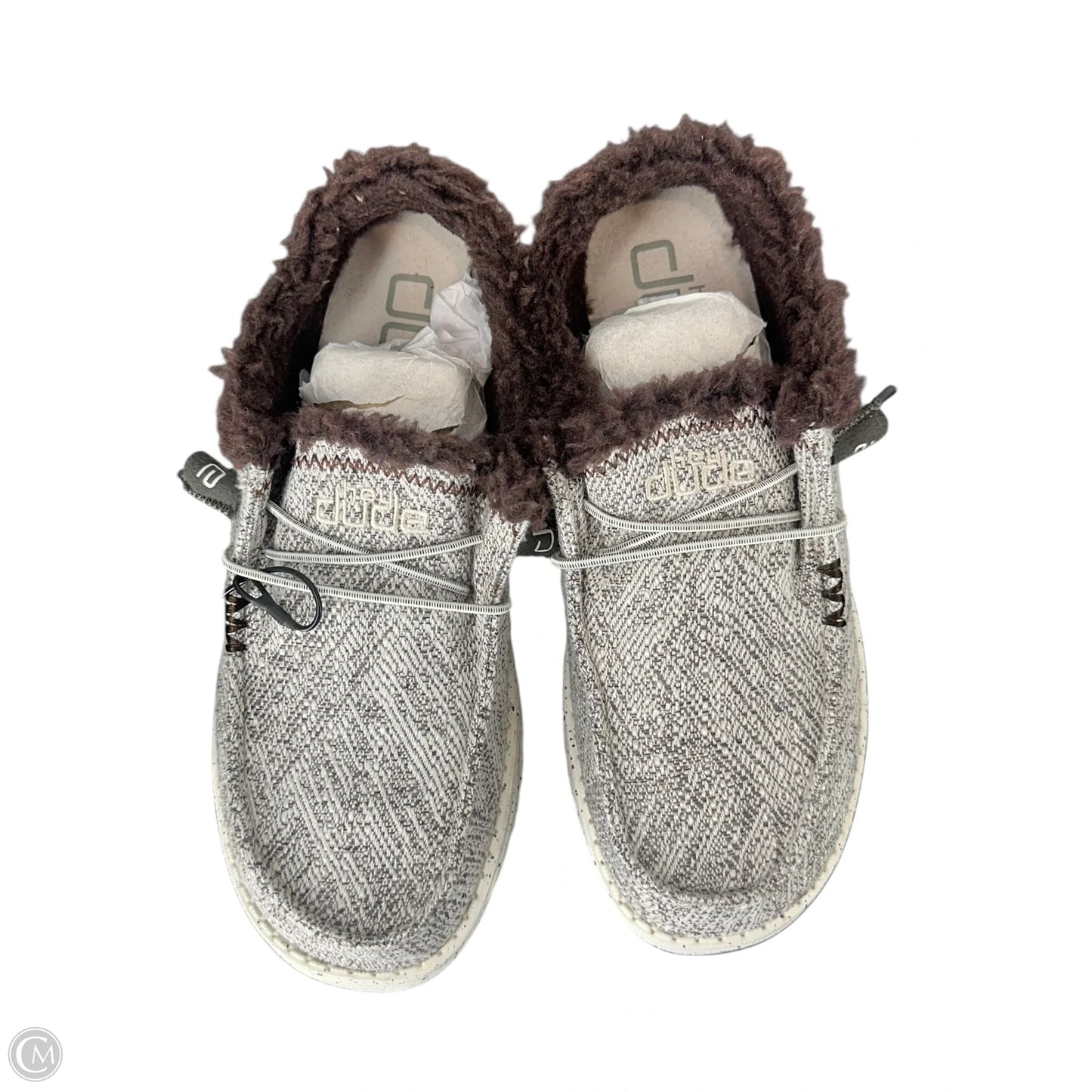 Shoes Flats By Hey Dude In Grey & White, Size: 8