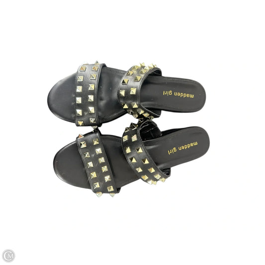Sandals Heels Platform By Madden Girl In Black & Gold, Size: 8
