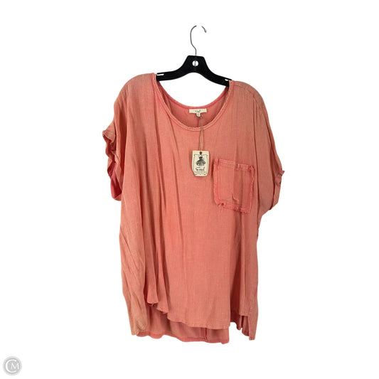 Top Short Sleeve By Easel In Coral, Size: 1x