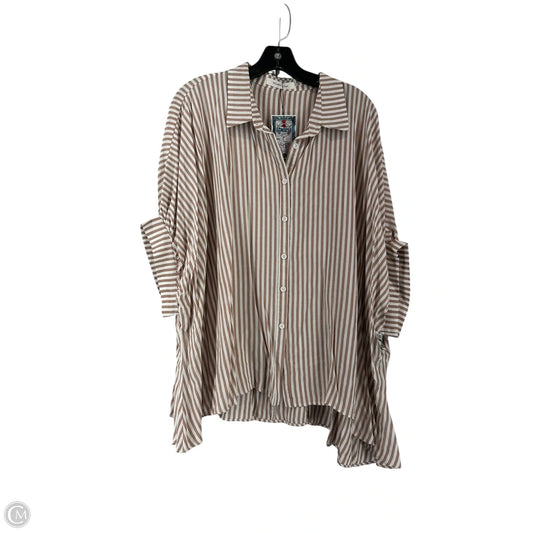 Top Short Sleeve By Mustard Seed In Striped Pattern, Size: L