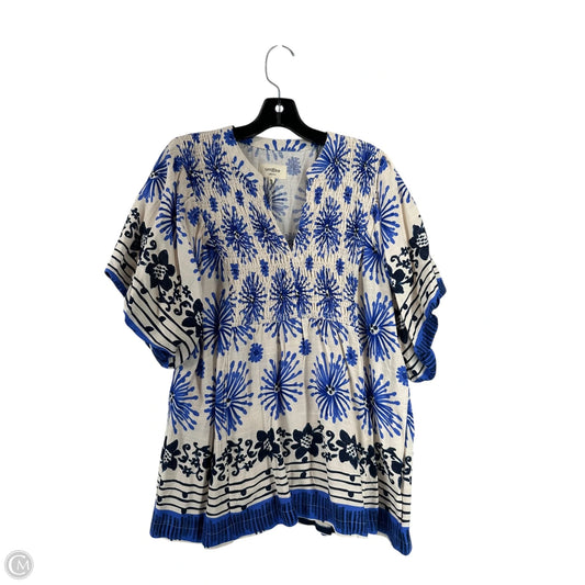 Blouse Short Sleeve By Umgee In Blue & Cream, Size: 1x