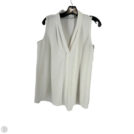 Blouse Sleeveless By Calvin Klein In White, Size: M