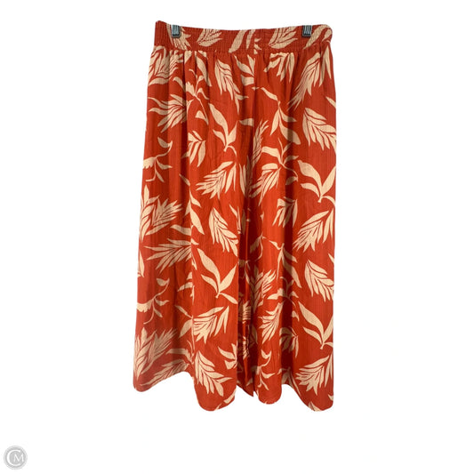 Skirt Midi By Loft In Orange & Tan, Size: M