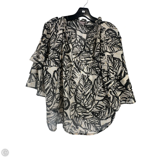 Blouse Short Sleeve By Chicos In Black & Cream, Size: 2