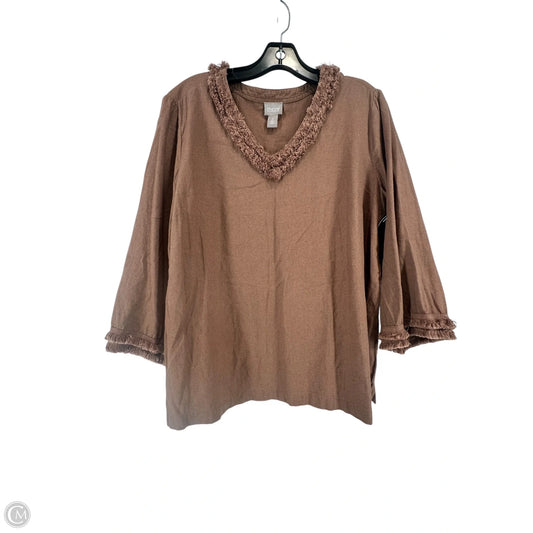 Top 3/4 Sleeve By Chicos In Brown, Size: 2