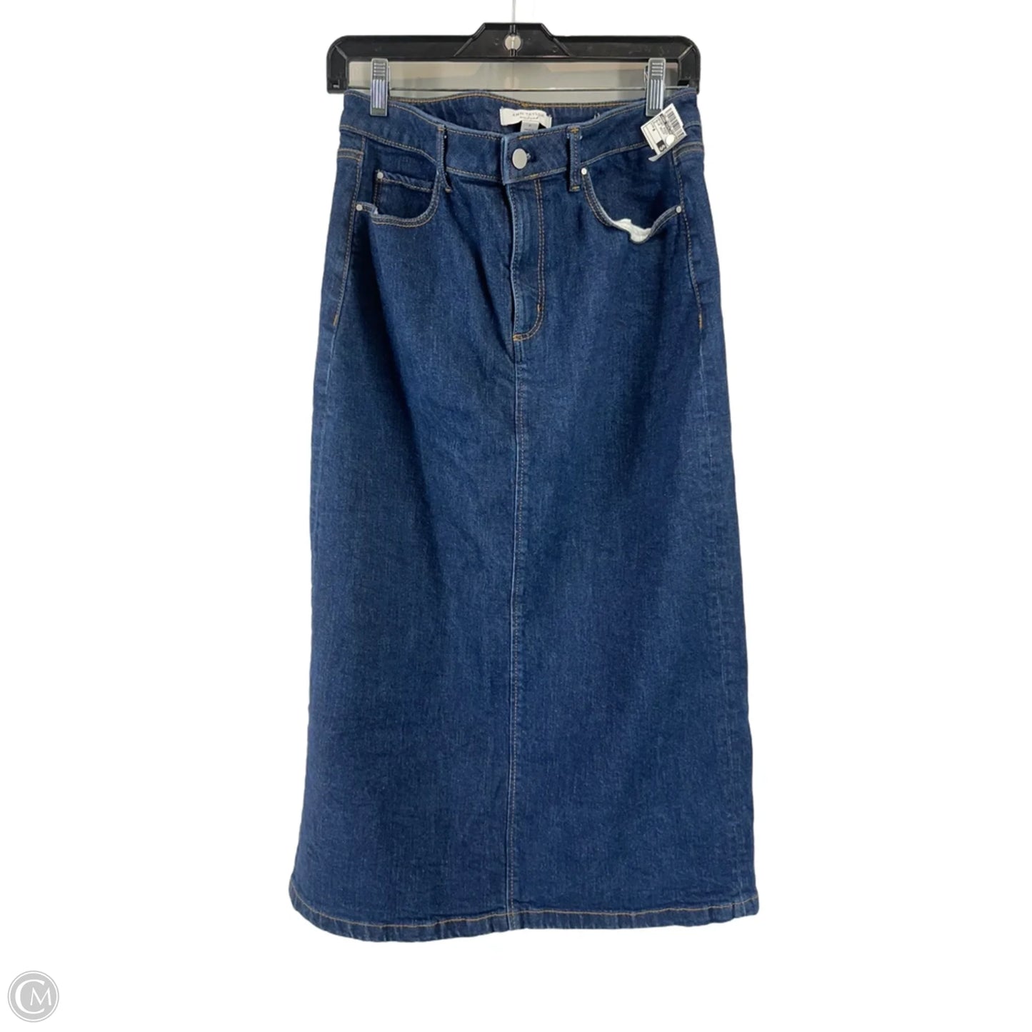 Skirt Midi By Ann Taylor In Blue Denim, Size: 6