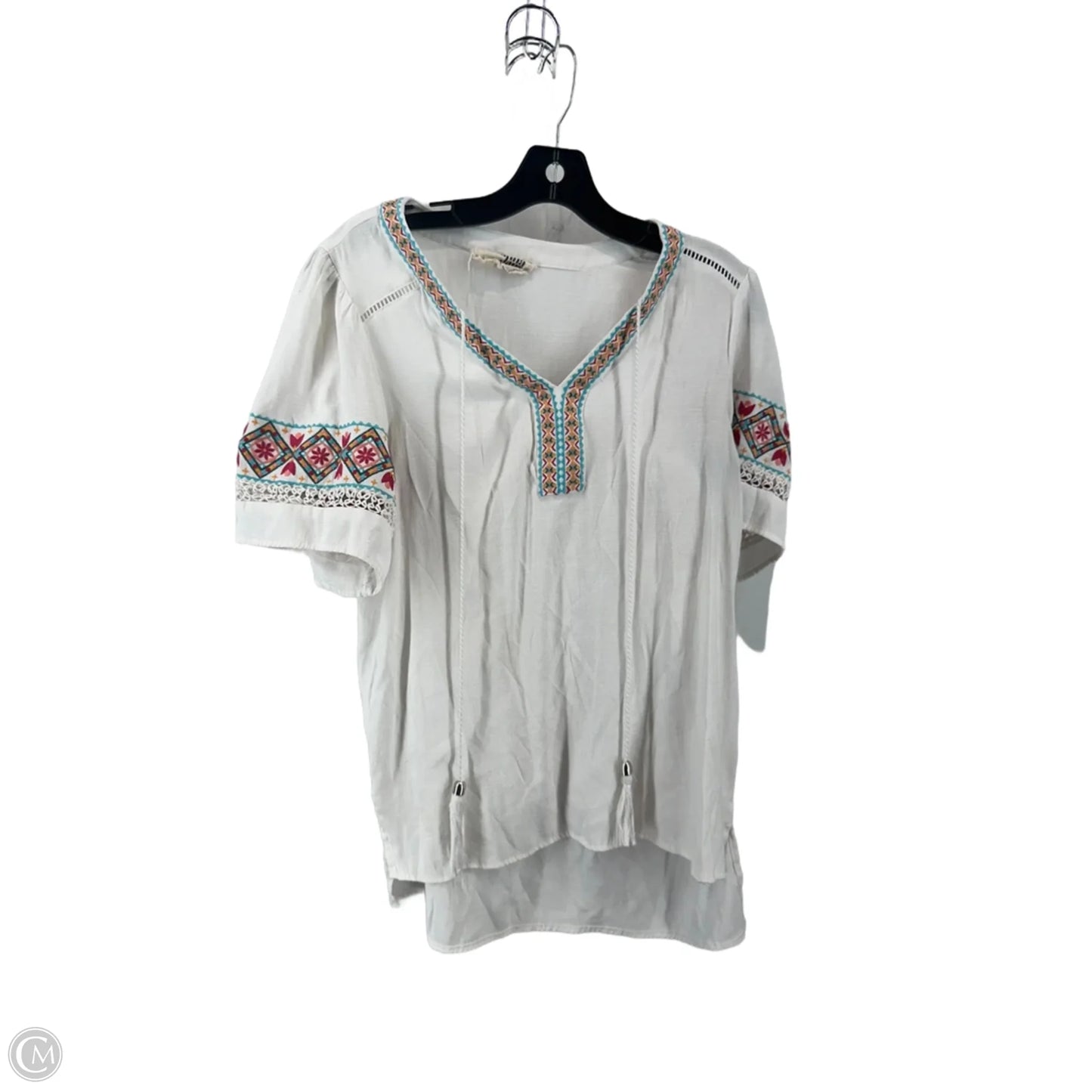 Top Short Sleeve By Savanna Jane In White, Size: M