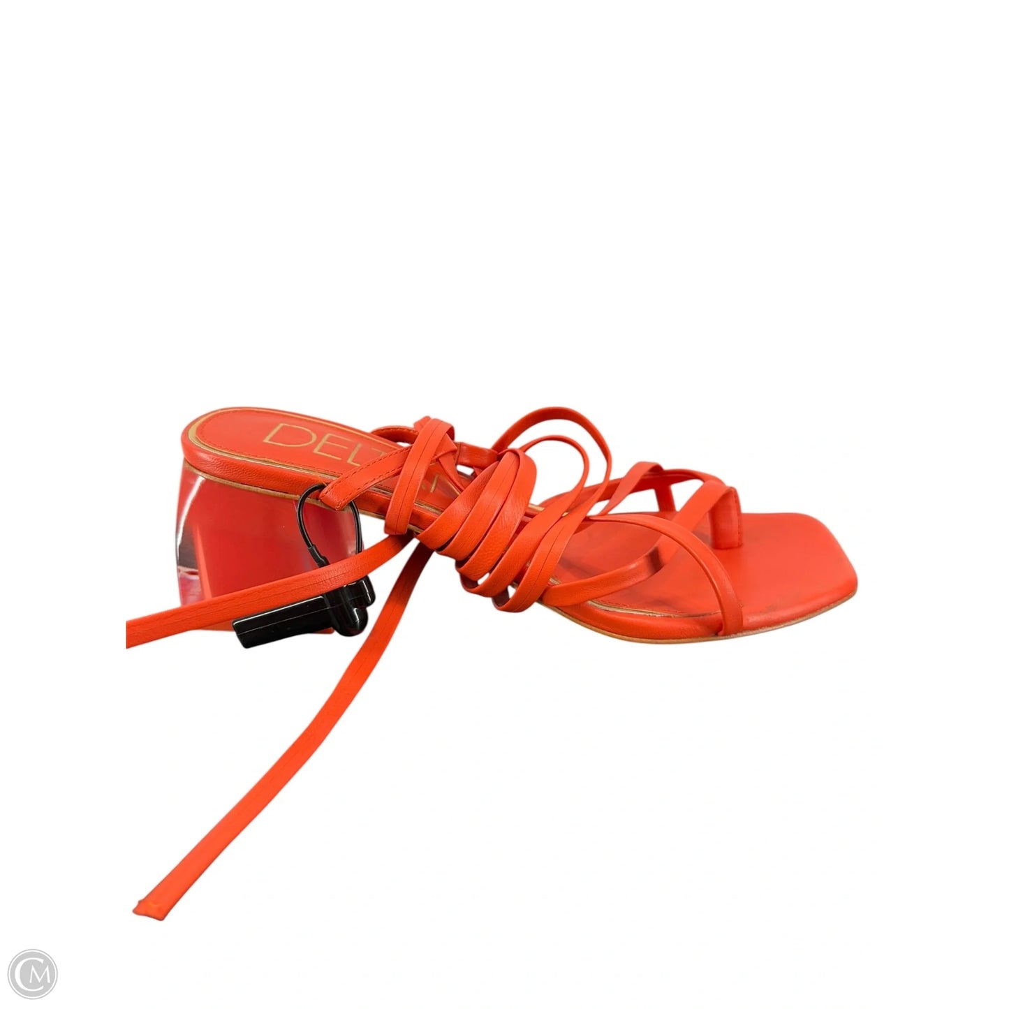 Sandals Heels Kitten By Clothes Mentor In Orange, Size: 8