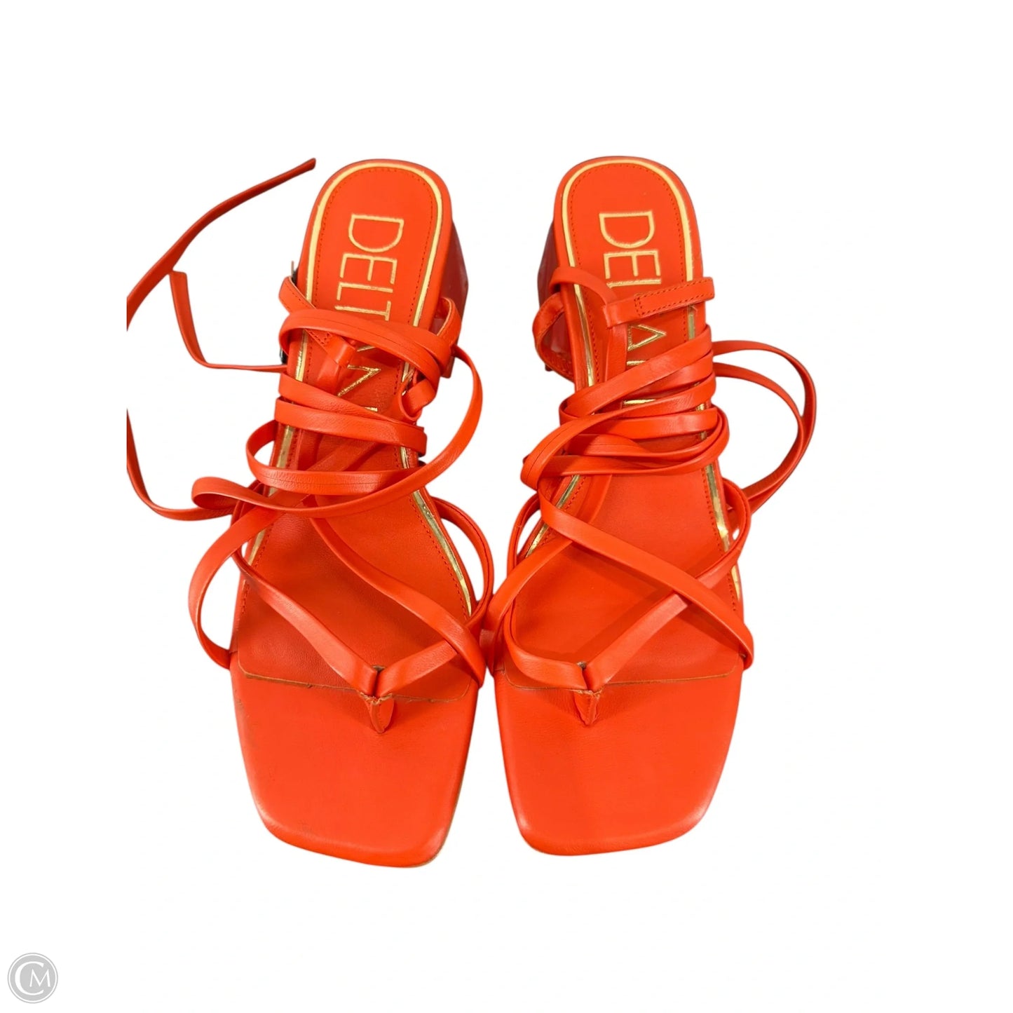 Sandals Heels Kitten By Clothes Mentor In Orange, Size: 8