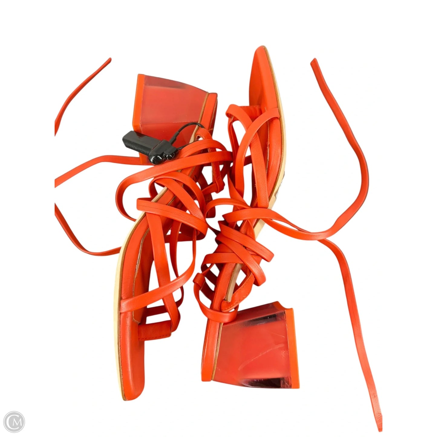 Sandals Heels Kitten By Clothes Mentor In Orange, Size: 8