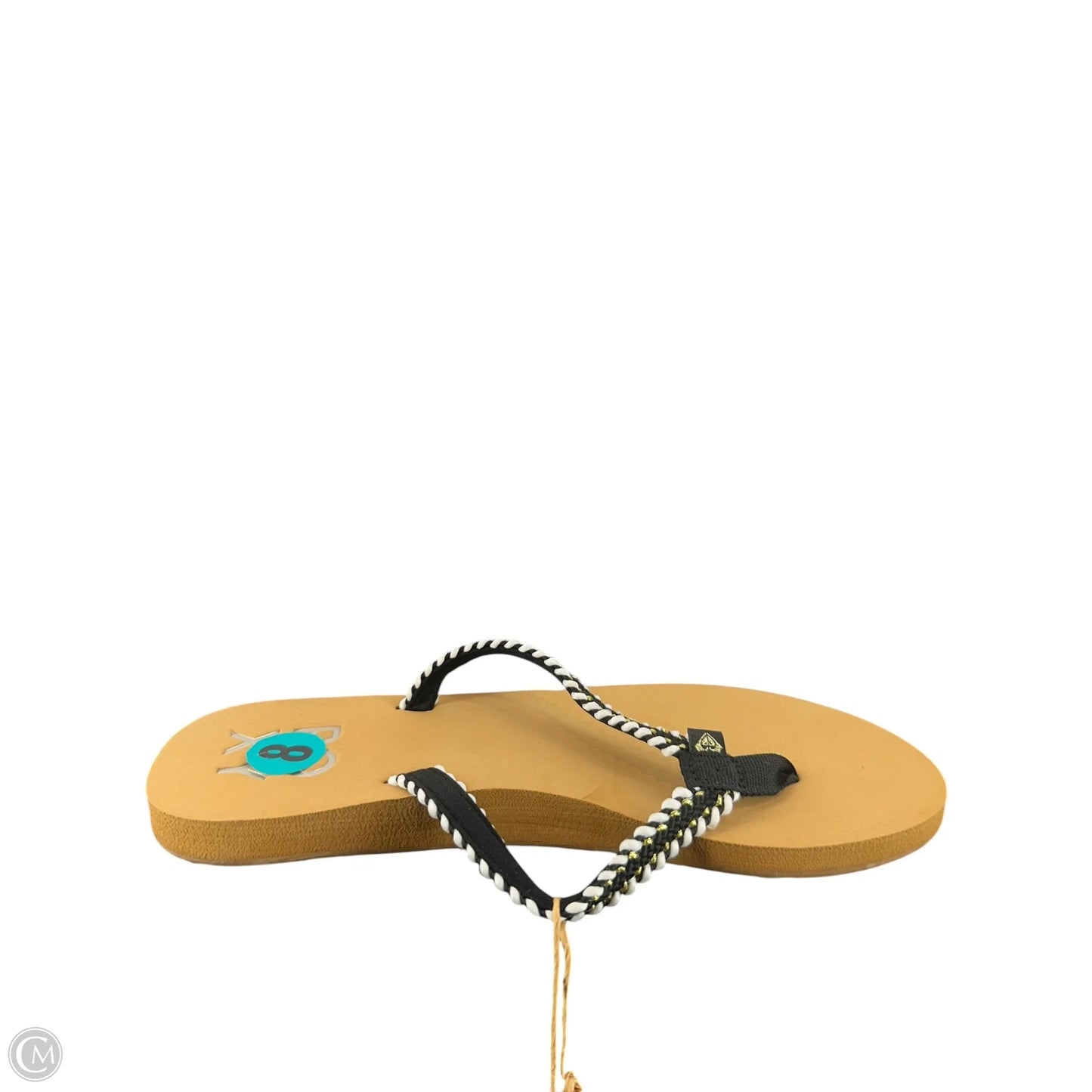 Sandals Flip Flops By Roxy In Black & Tan, Size: 8