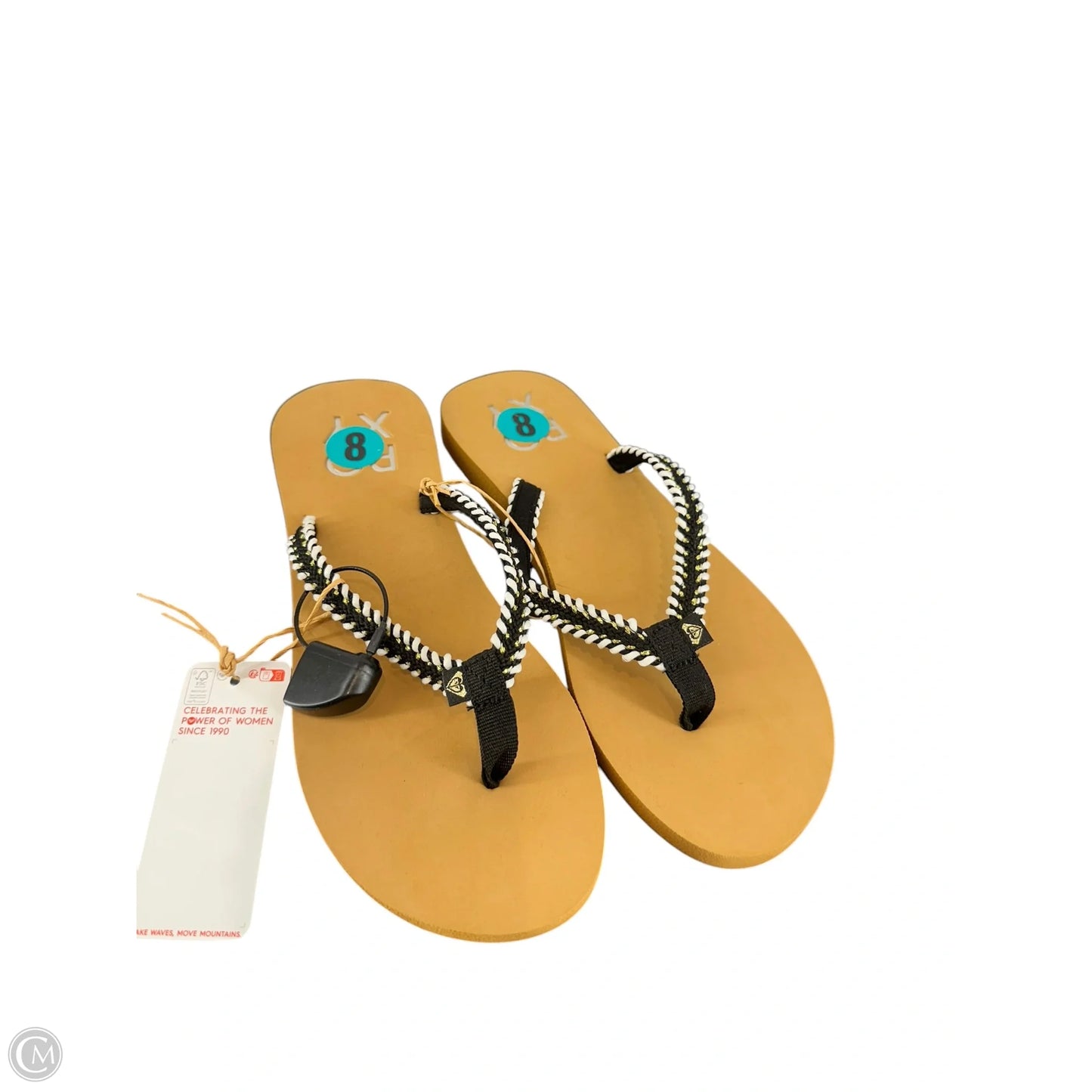Sandals Flip Flops By Roxy In Black & Tan, Size: 8