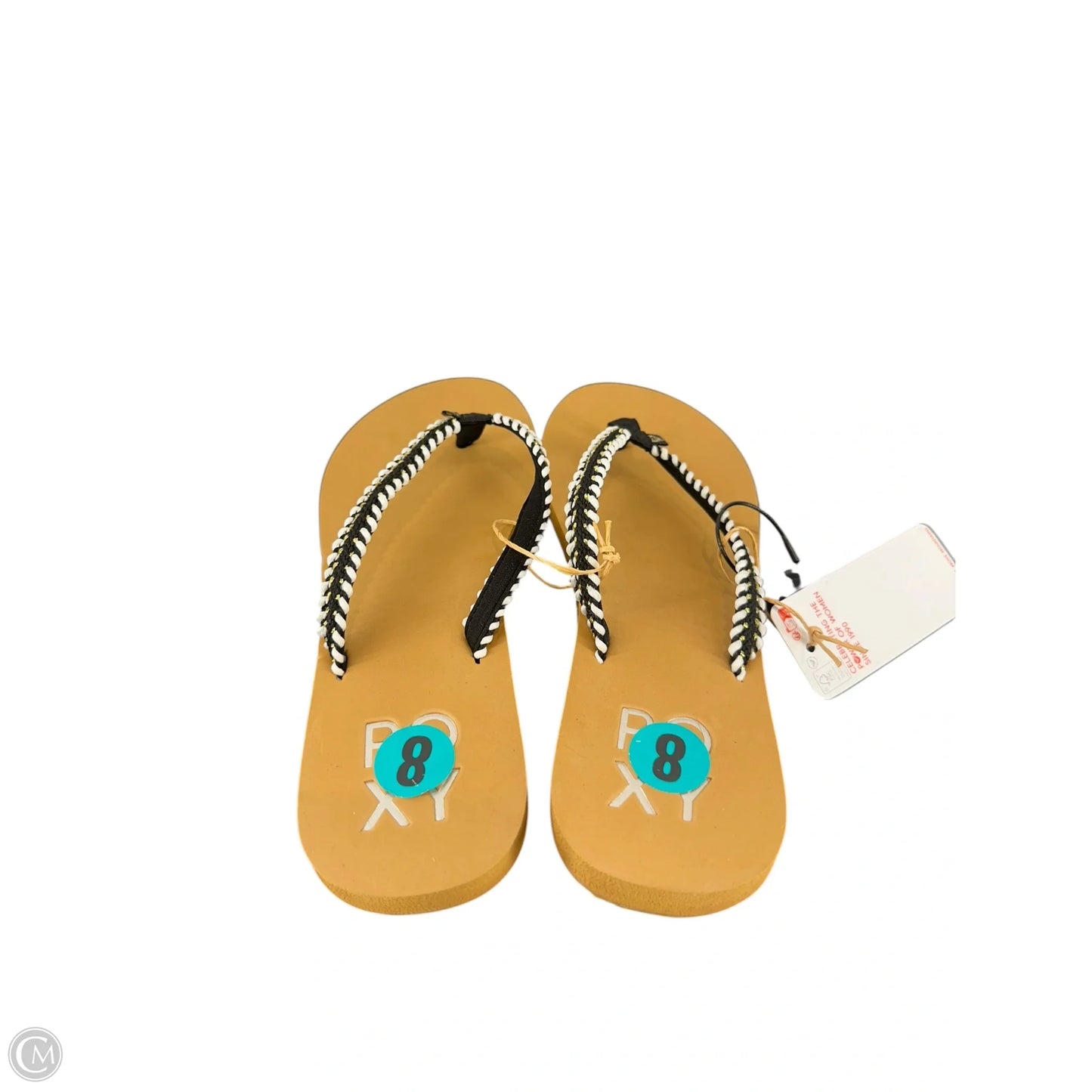 Sandals Flip Flops By Roxy In Black & Tan, Size: 8
