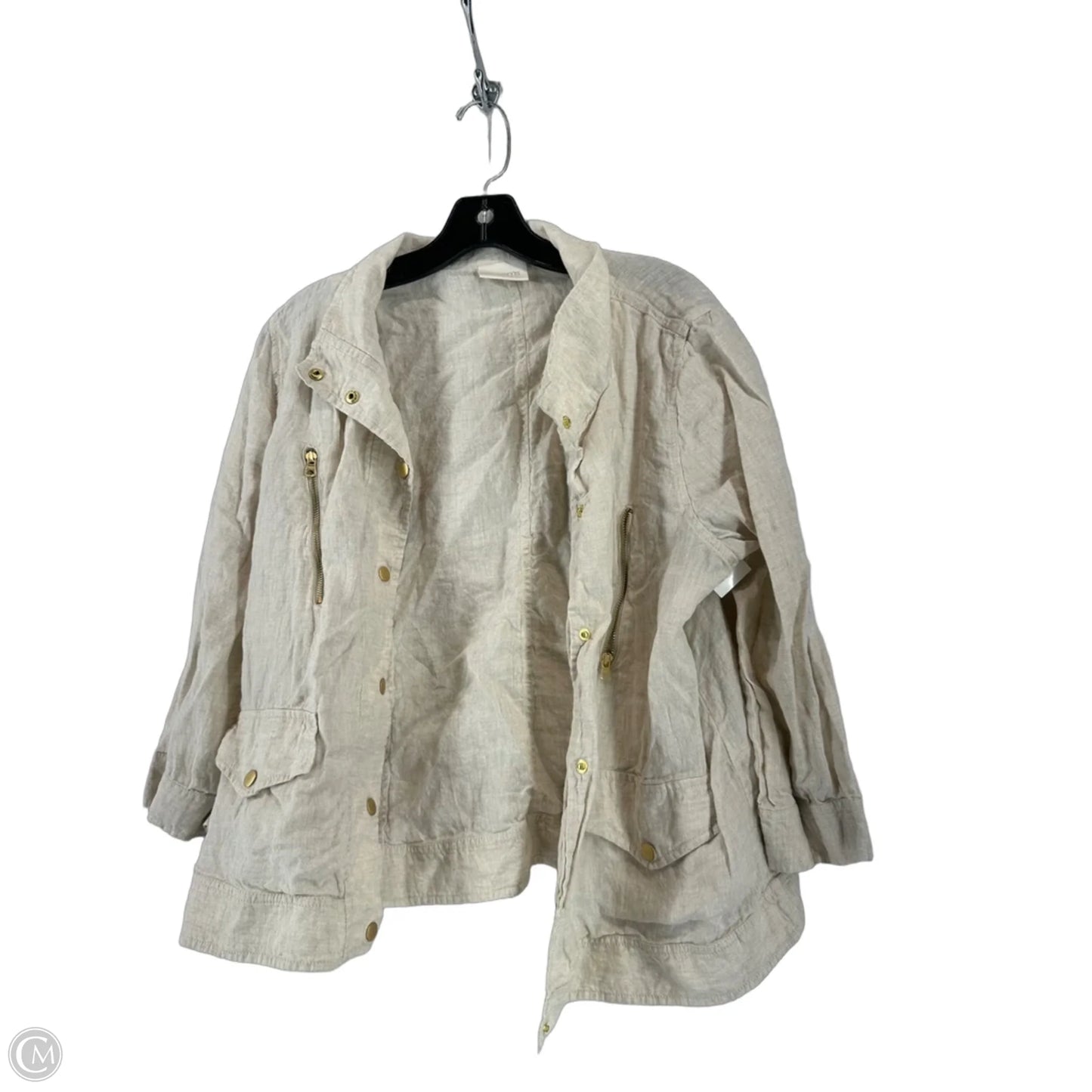 Jacket Shirt By Chicos In Tan, Size: 2