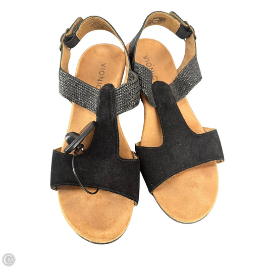 Sandals Heels Wedge By Vionic In Black, Size: 8.5