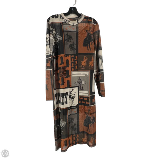 Dress Casual Midi By Clothes Mentor In Black & Brown, Size: L