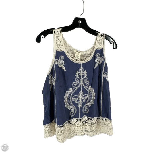 Top Sleeveless By Ultra Pink In Blue & Cream, Size: S
