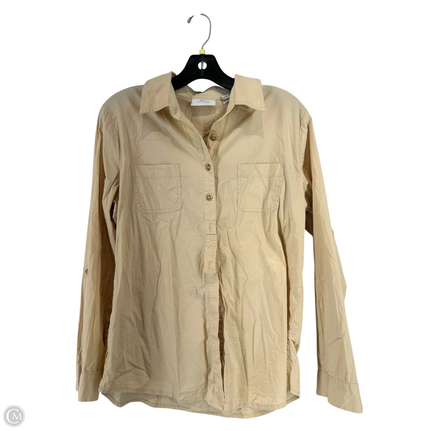 Top Long Sleeve By Chicos In Tan, Size: M