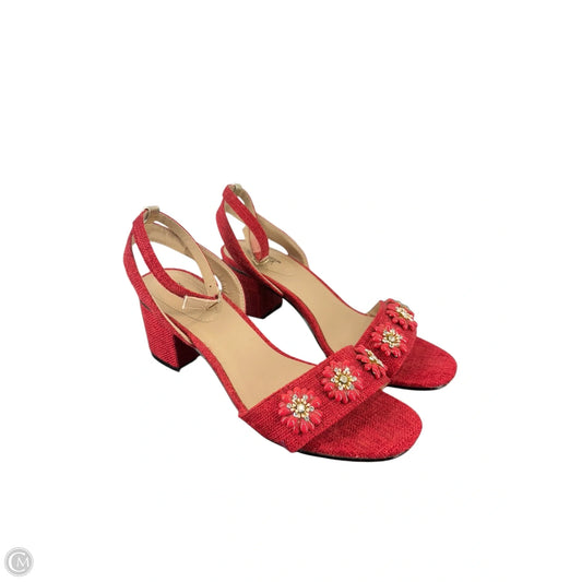 Sandals Heels Block By Avon In Red, Size: 8