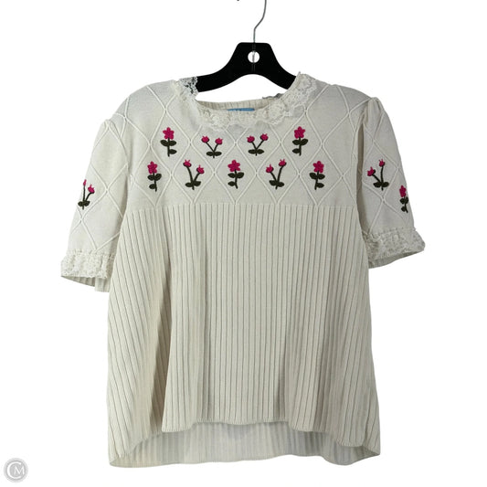 Top Short Sleeve By Cece In White, Size: Xl