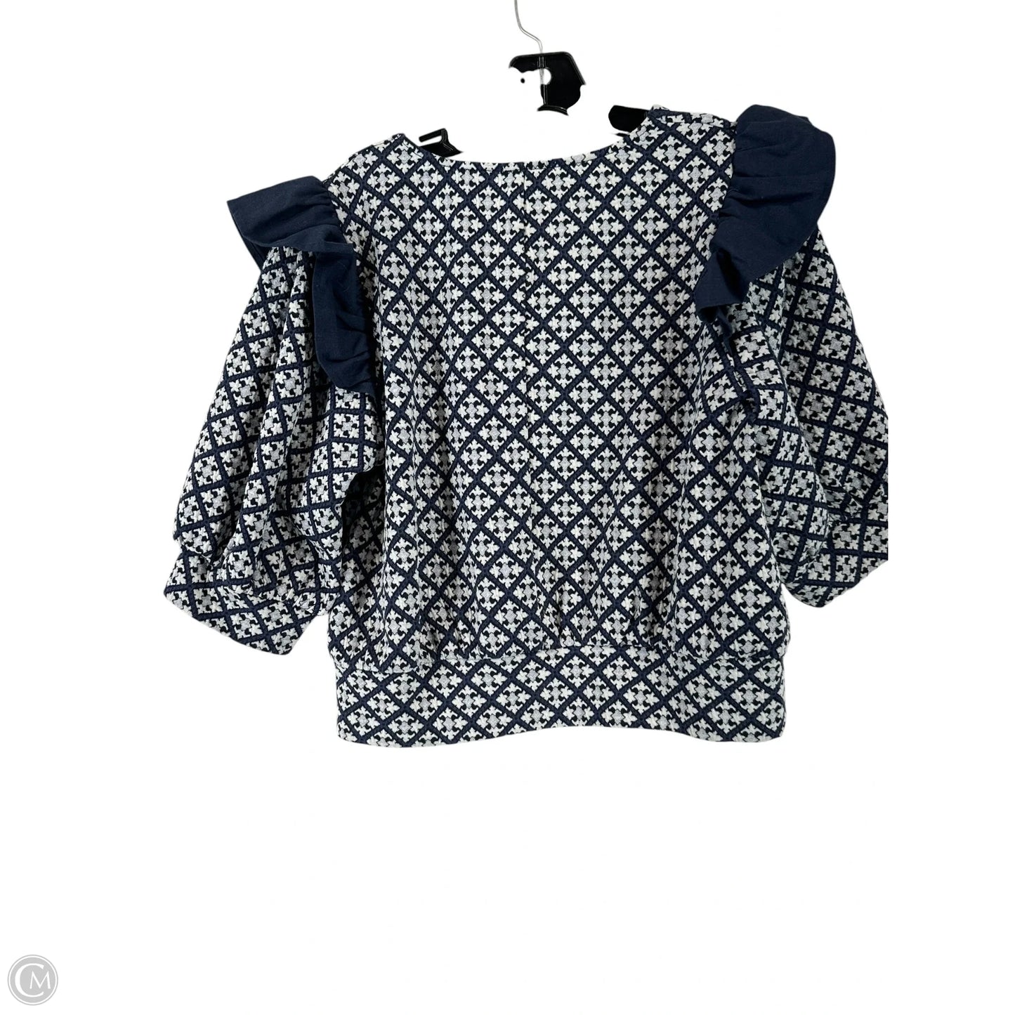 Top Short Sleeve By Voy In Blue & White, Size: S
