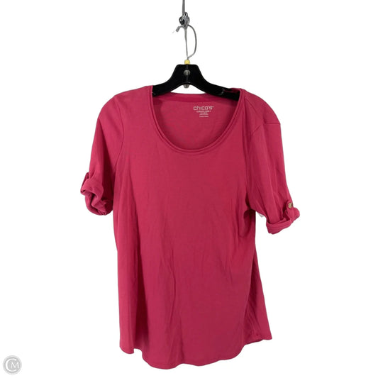 Top Short Sleeve By Chicos In Pink, Size: M