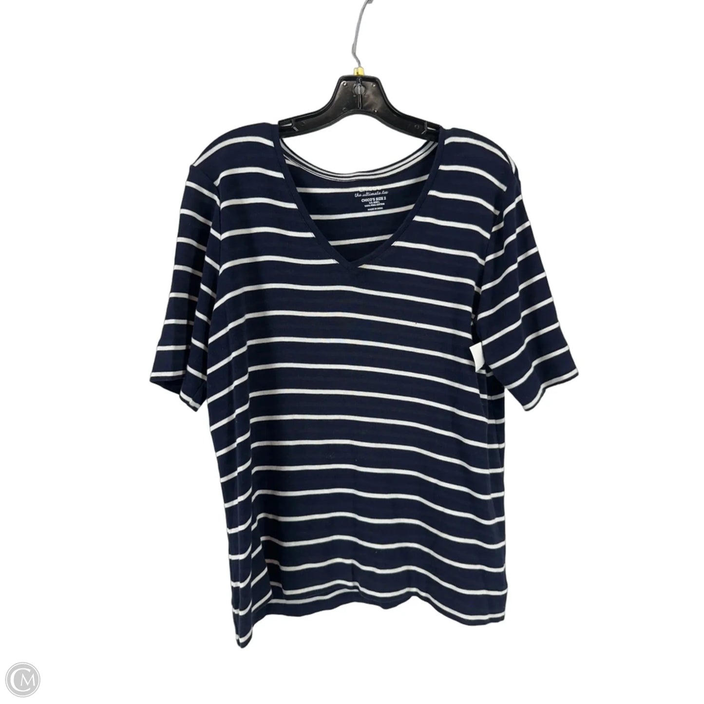 Top Short Sleeve By Chicos In Striped Pattern, Size: 2