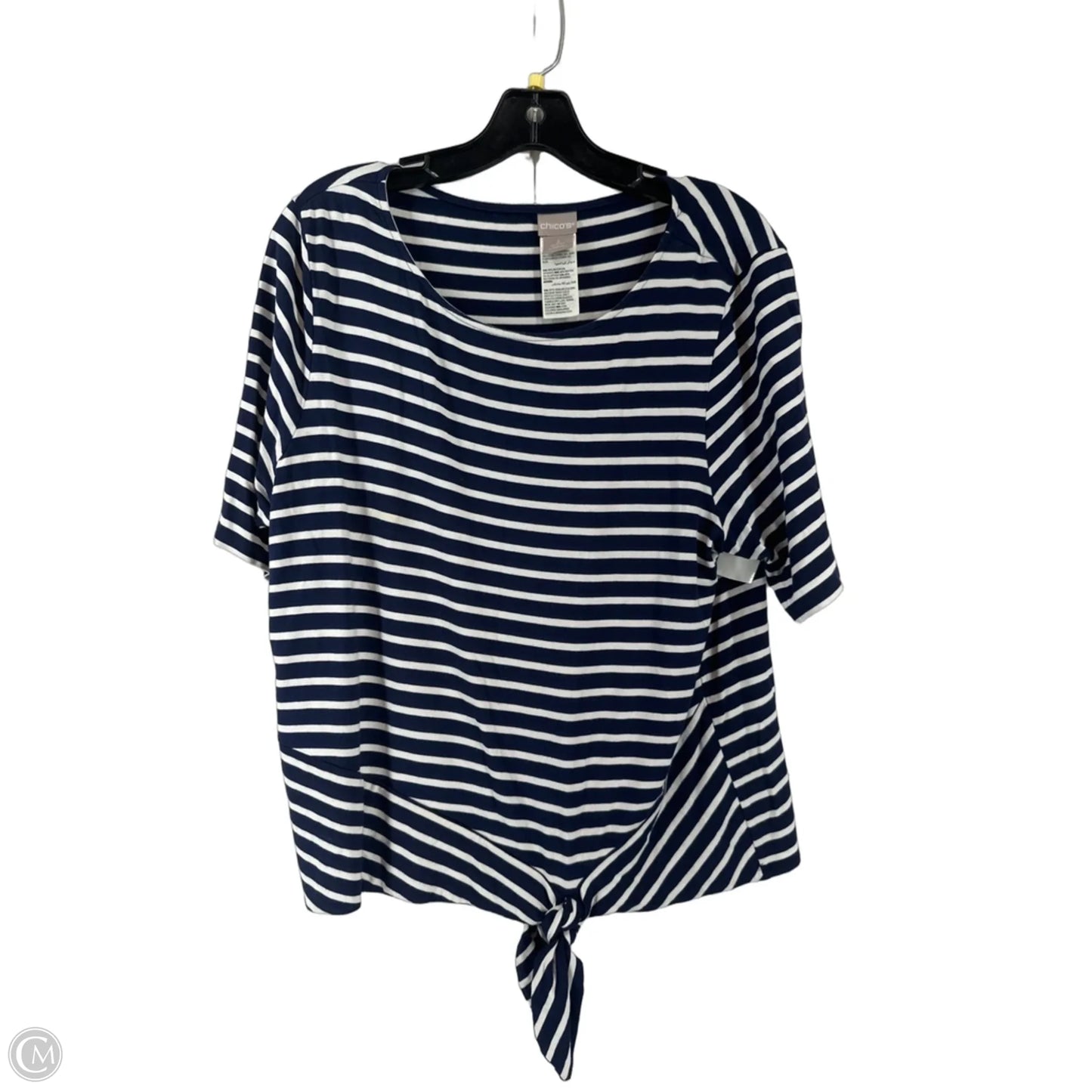 Top Short Sleeve By Chicos In Striped Pattern, Size: 2