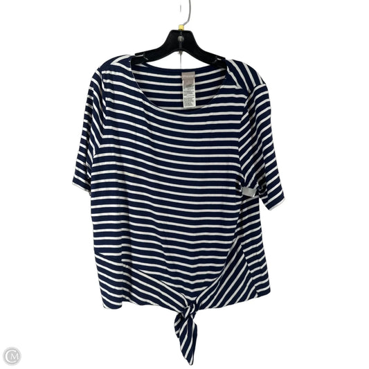 Top Short Sleeve By Chicos In Striped Pattern, Size: 2