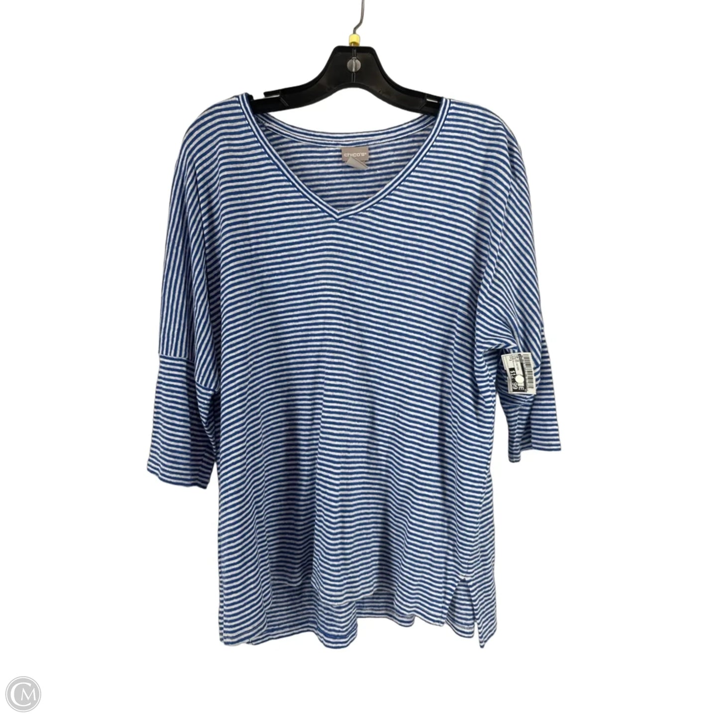 Top Short Sleeve By Chicos In Striped Pattern, Size: 2