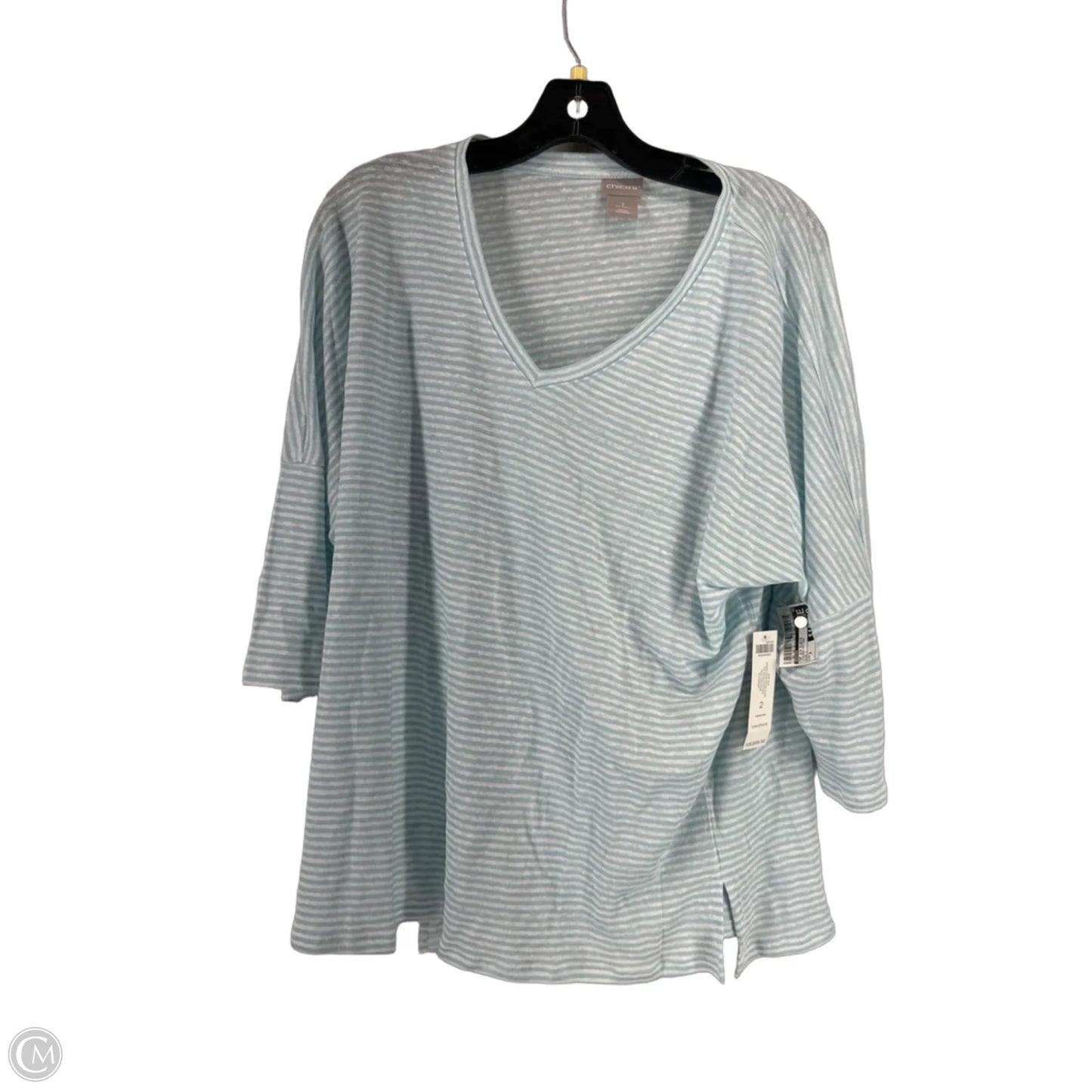 Top 3/4 Sleeve By Chicos In Striped Pattern, Size: 2