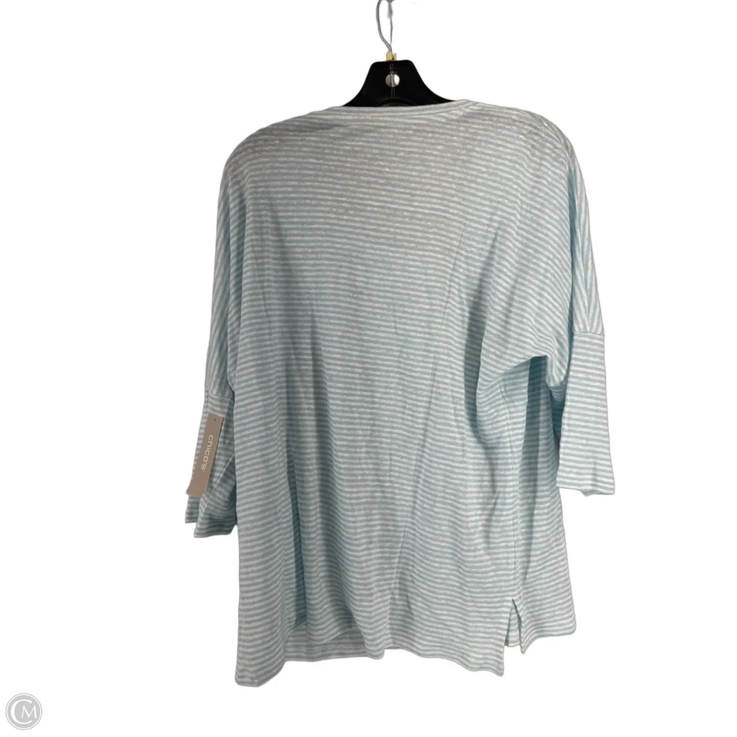 Top 3/4 Sleeve By Chicos In Striped Pattern, Size: 2