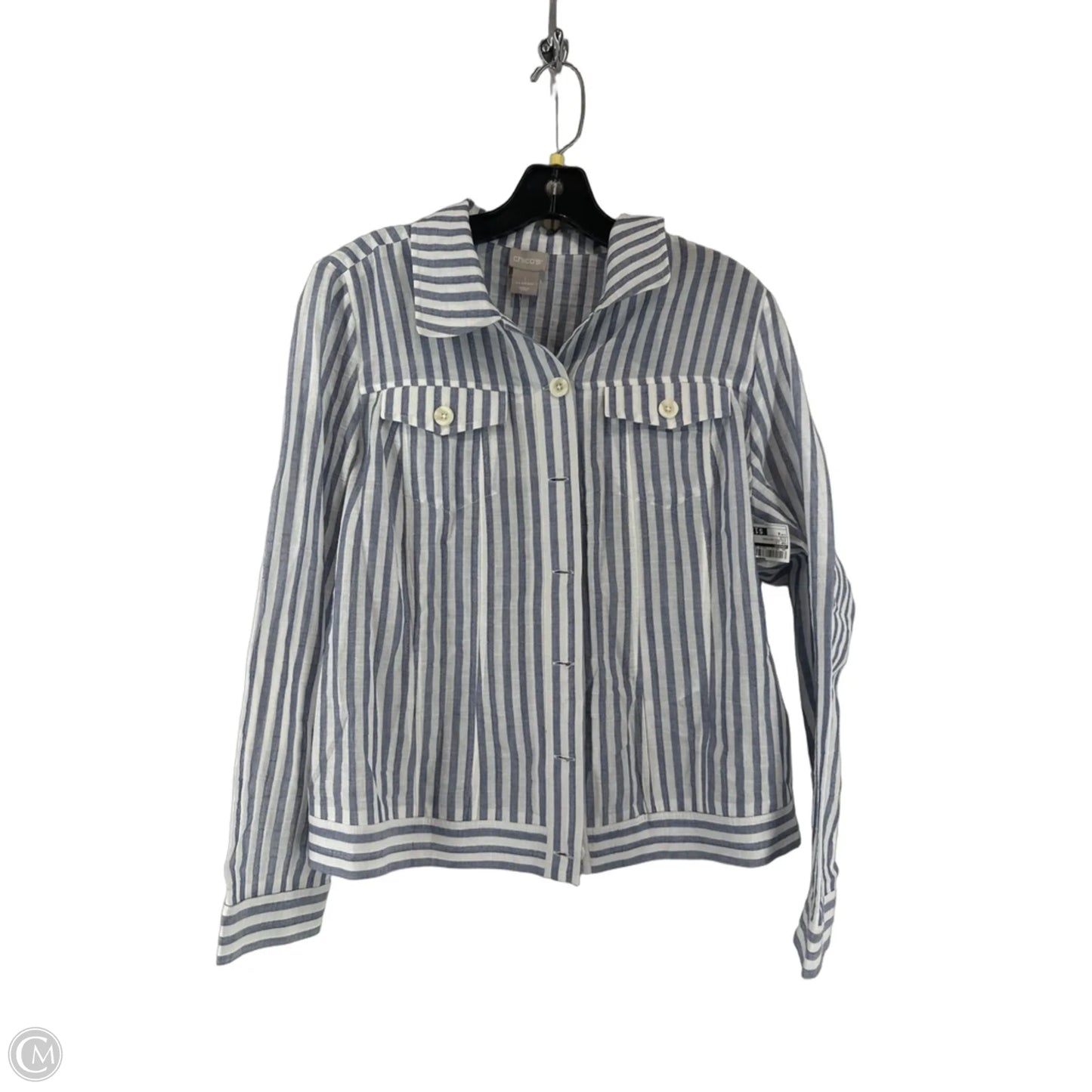Top Long Sleeve By Chicos In Striped Pattern, Size: 8