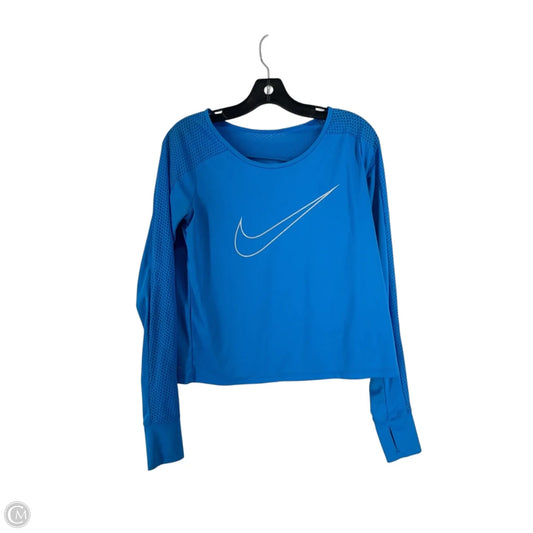 Athletic Top Long Sleeve Collar By Nike Apparel In Blue, Size: S