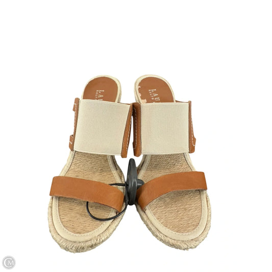 Sandals Heels Wedge By Lauren By Ralph Lauren In Tan, Size: 6