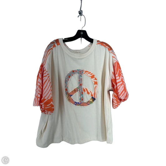 Top Short Sleeve By Clothes Mentor In Cream, Size: L