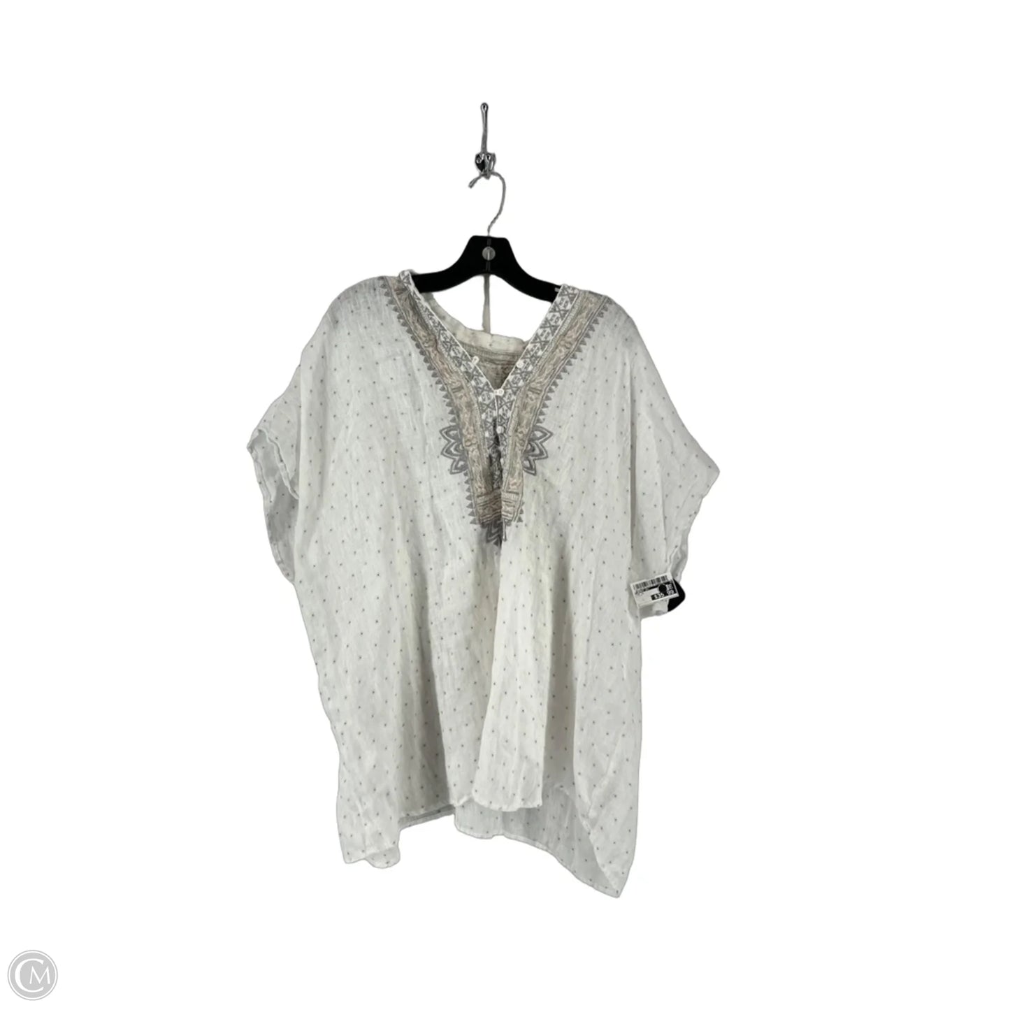 Top Short Sleeve By Johnny Was In White, Size: Xl