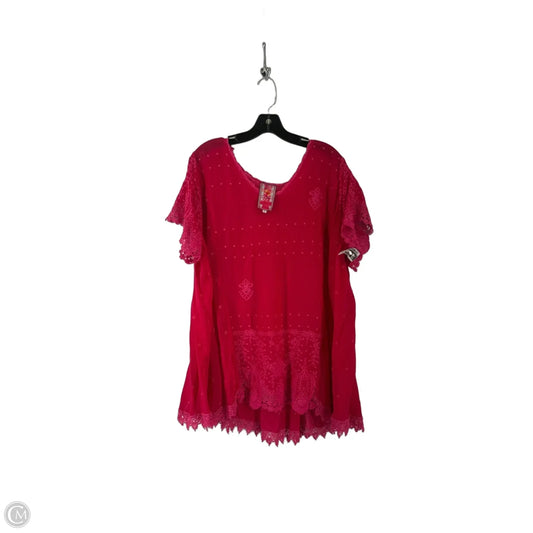 Top Short Sleeve By Johnny Was In Pink, Size: 1x