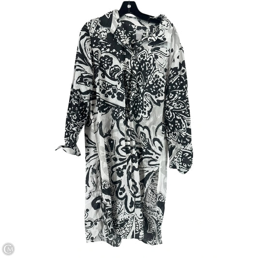 Dress Casual Midi By Chicos In Grey & White, Size: 2