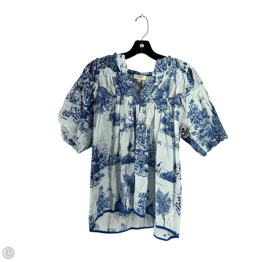 Top Short Sleeve By Umgee In Blue & White, Size: M