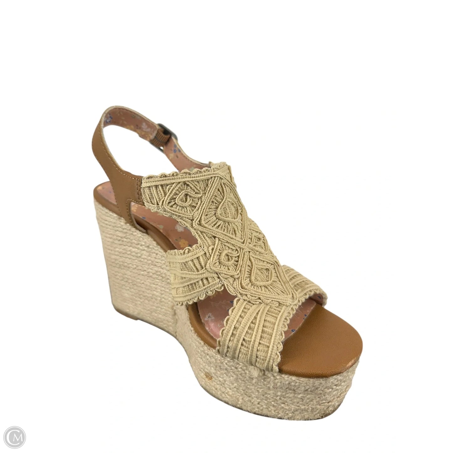 Sandals Heels Wedge By Lucky Brand In Tan, Size: 7.5