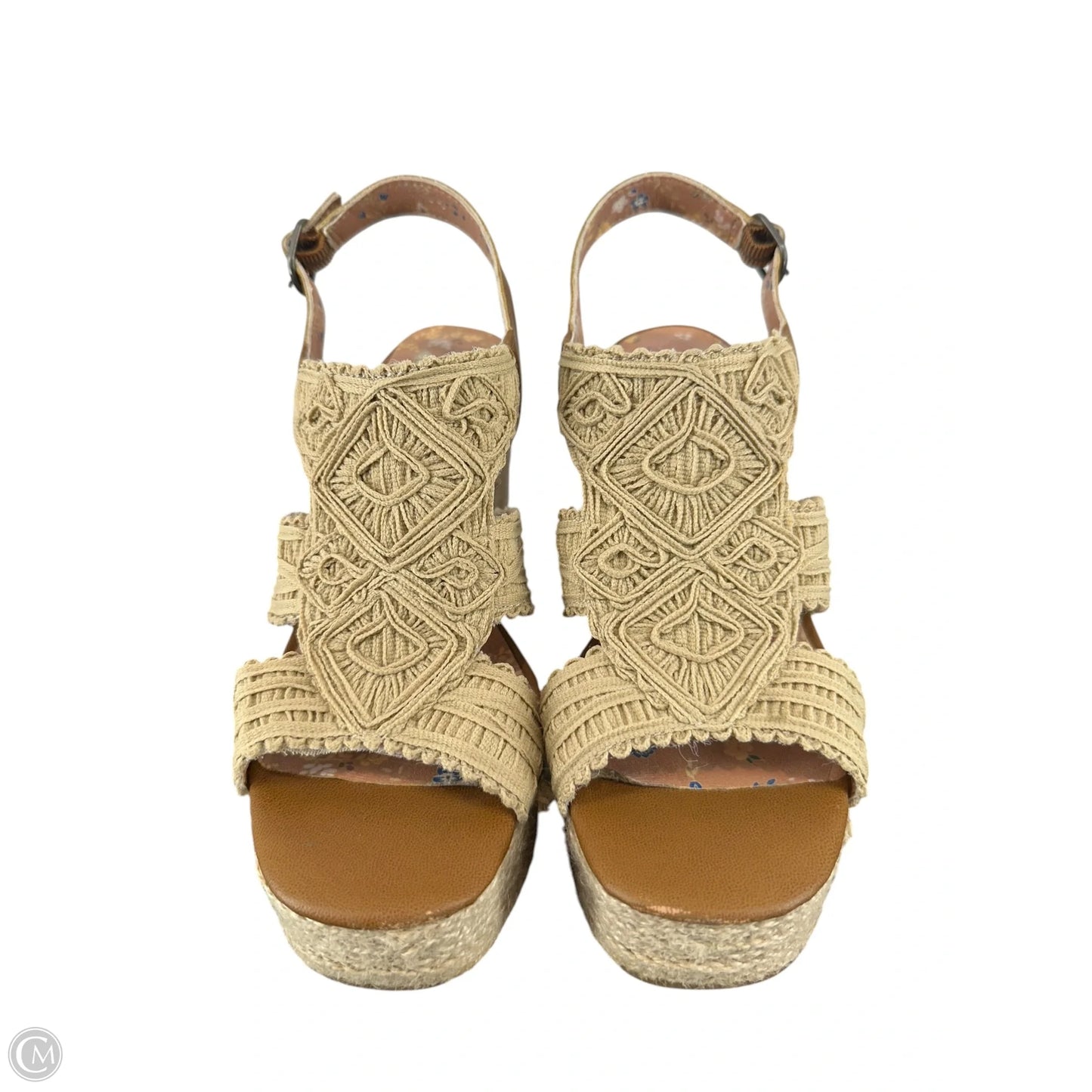 Sandals Heels Wedge By Lucky Brand In Tan, Size: 7.5