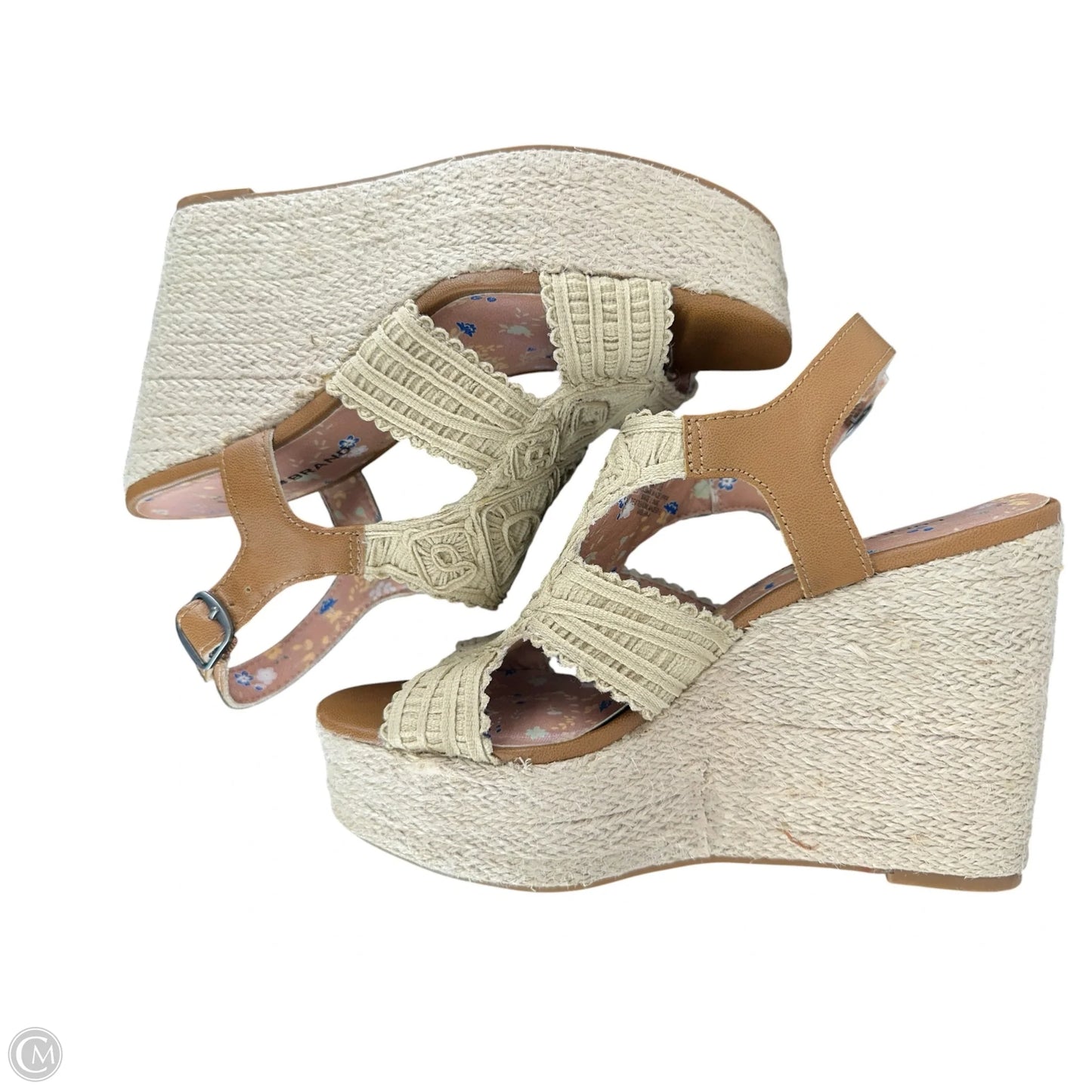 Sandals Heels Wedge By Lucky Brand In Tan, Size: 7.5