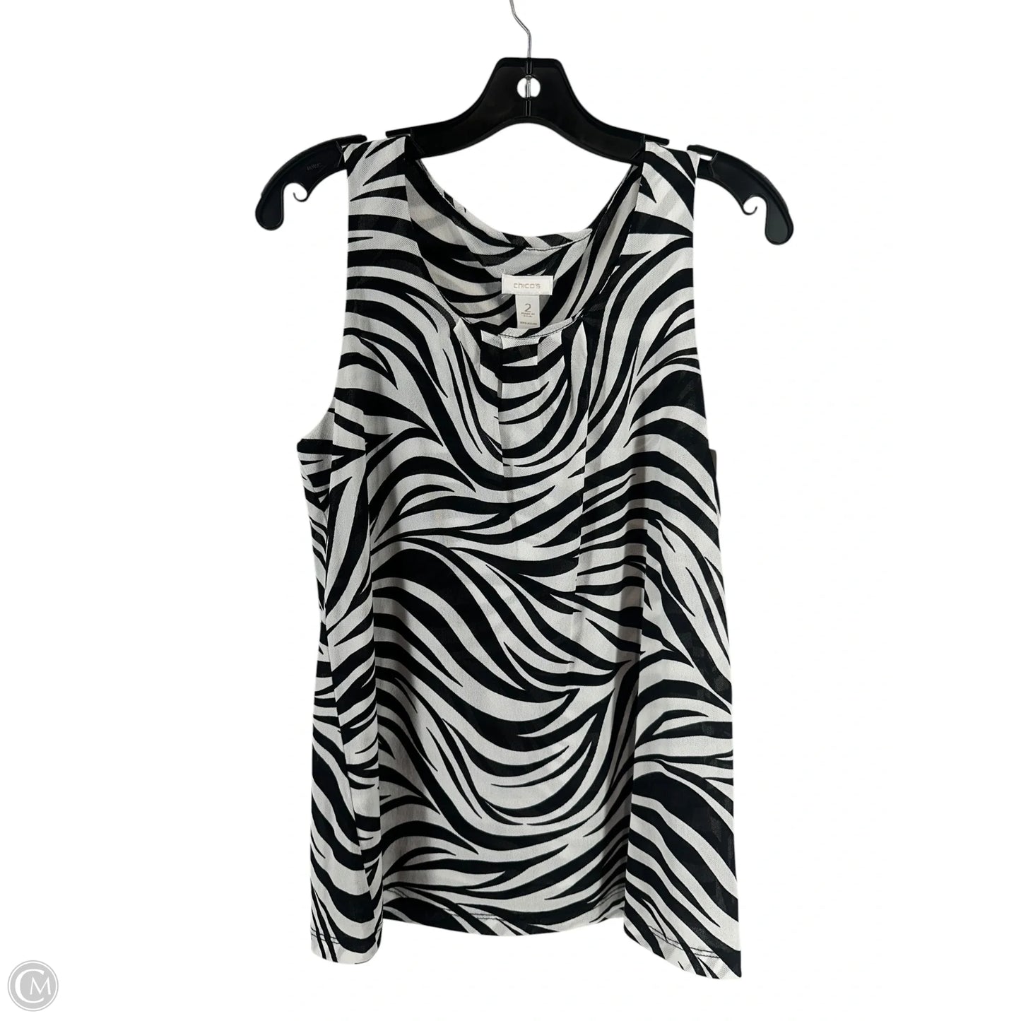 Top Sleeveless By Chicos In Zebra Print, Size: 2
