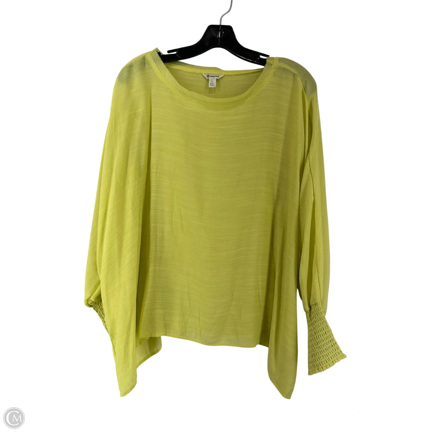 Top Long Sleeve By Versona In Yellow, Size: L