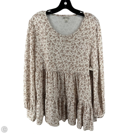 Top Long Sleeve By Versona In Cream & Tan, Size: L