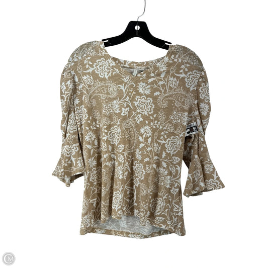 Top 3/4 Sleeve By Cato In Brown & White, Size: M