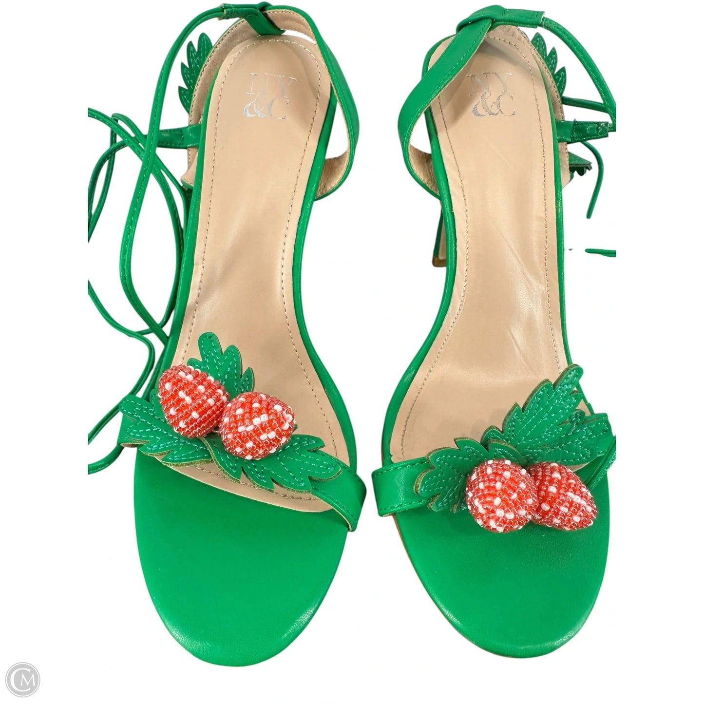 Sandals Heels Stiletto By New York And Co In Green, Size: 8.5