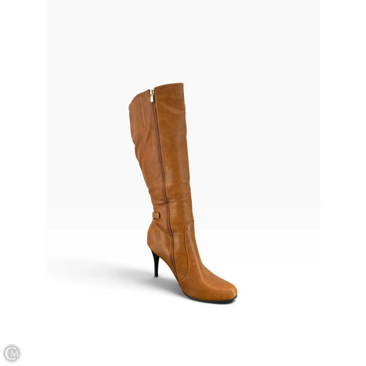 Boots Knee Heels By Clothes Mentor In Tan, Size: 10